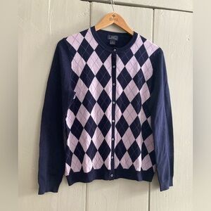 Brooks Brothers Argyle Navy Pink Merino Wool Sweater Set Size XL